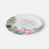 Assiettes En Carton Flamant rose tropical d'été Aloha 1er fête d'anniv (Angle)
