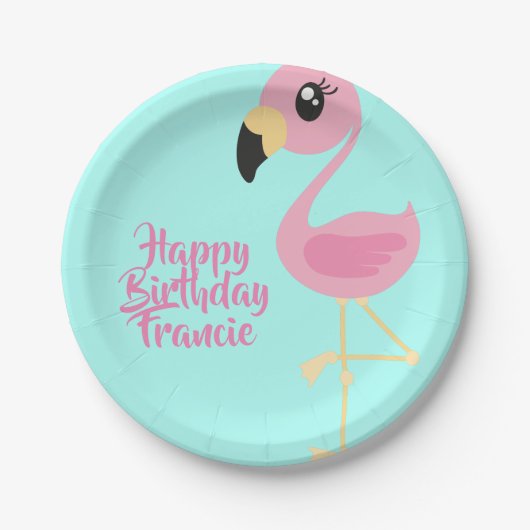 Assiettes En Carton Flamant rose Tropical Plaques d'anniversaire 1er (Devant)