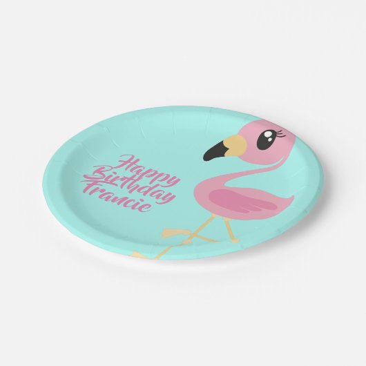 Assiettes En Carton Flamant rose Tropical Plaques d'anniversaire 1er (Angle)