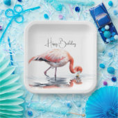 Assiettes En Carton Flamant rose tropical pour fête d'anniversaire (Fête)