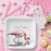 Assiettes En Carton Flamant rose tropical pour fête d'anniversaire (Fête)
