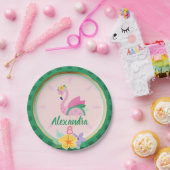 Assiettes En Carton Flamant rose vert rose et pastèque Anniversaire tr (Fête)