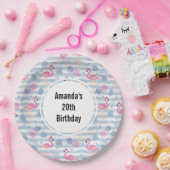 Assiettes En Carton Flamant rose Whimsical et ananas Motif Anniversair (Fête)