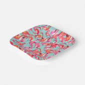 Assiettes En Carton Flamants roses aquarelle rassemblés (Angulaire)