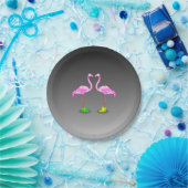 Assiettes En Carton Flamants roses de dessin portant des bottes d'hive (Fête)