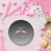 Assiettes En Carton Flamants roses de dessin portant des bottes d'hive (Fête)