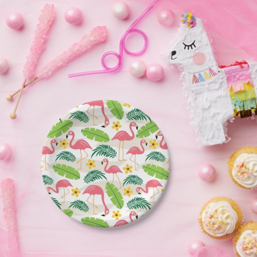 Assiettes En Carton Flamants roses en Plaque Papier Paradise (Fête)