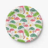 Assiettes En Carton Flamants roses en Plaque Papier Paradise (Devant)