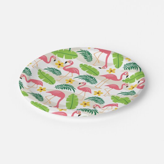 Assiettes En Carton Flamants roses en Plaque Papier Paradise (Angle)