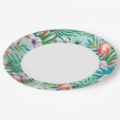 Assiettes En Carton Flamants roses et palmiers Plaques de Luau (Angle)