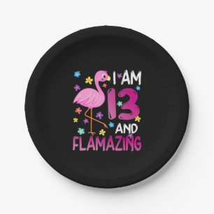 Assiettes En Carton Flamants roses J'Ai 13 Flamazing Extraordinaire 1