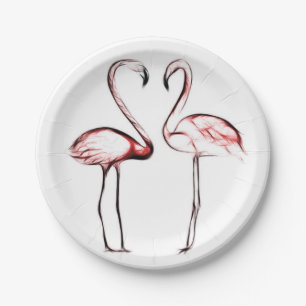 Assiettes En Carton Flamants Roses Rose Pêche Piscine Chic Tendance