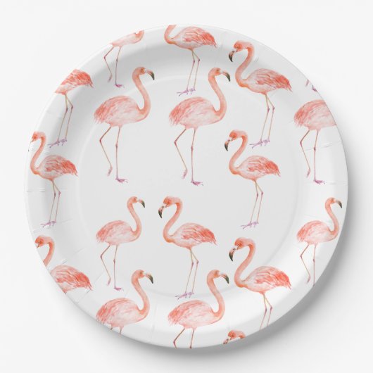 Assiettes En Carton Flamants roses roses (Devant)
