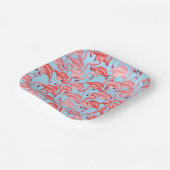 Assiettes En Carton Flamants roses Roses Clairs Sur Bleu (Angulaire)