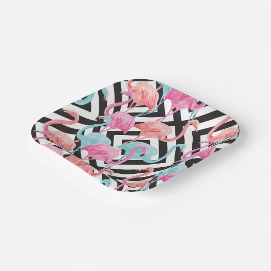 Assiettes En Carton Flamants roses sur le Motif de conception en gras (Angulaire)