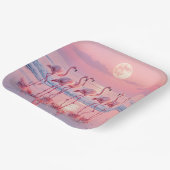 Assiettes En Carton Flamants roses Sur une plage rose (Angulaire)