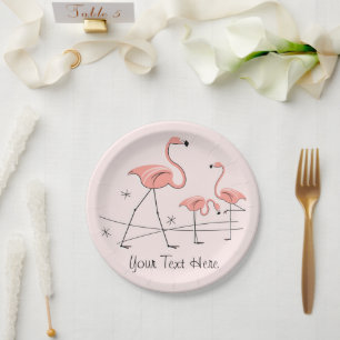 Assiettes En Carton Flamants roses Trio rose 2 Plaque papier texte