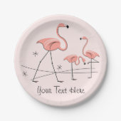 Assiettes En Carton Flamants roses Trio rose 2 Plaque papier texte (Devant)