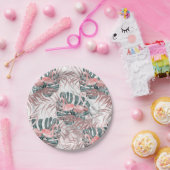 Assiettes En Carton Flamants Roses Tropicaux Or Rose Feuilles & Fête M (Fête)