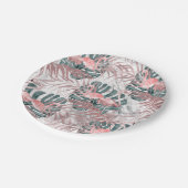 Assiettes En Carton Flamants Roses Tropicaux Or Rose Feuilles & Fête M (Angle)