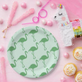 Assiettes En Carton Flamants roses verts (Fête)