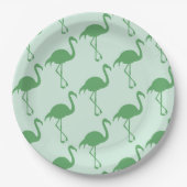 Assiettes En Carton Flamants roses verts (Devant)