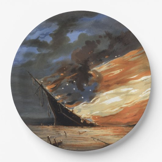 Assiettes En Carton Flambeaux de la guerre civile rebelle sur le feu d (Devant)