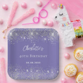 Assiettes En Carton Flambeaux de parties scintillant d'argent violet d (Fête)