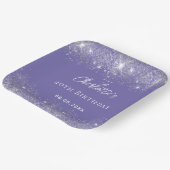 Assiettes En Carton Flambeaux de parties scintillant d'argent violet d (Angulaire)