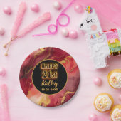 Assiettes En Carton Flaming rouge et or chaud 21e anniversaire (Fête)