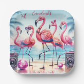 Assiettes En Carton Flamingle Beach Party Anniversaire (Recto)