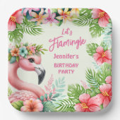 Assiettes En Carton Flamingle Girl Pink Flamant rose fête d'anniversai (Recto)