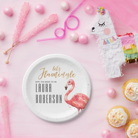 Assiettes En Carton Flamingle Gold Parties scintillant Fête des mariée (Fête)