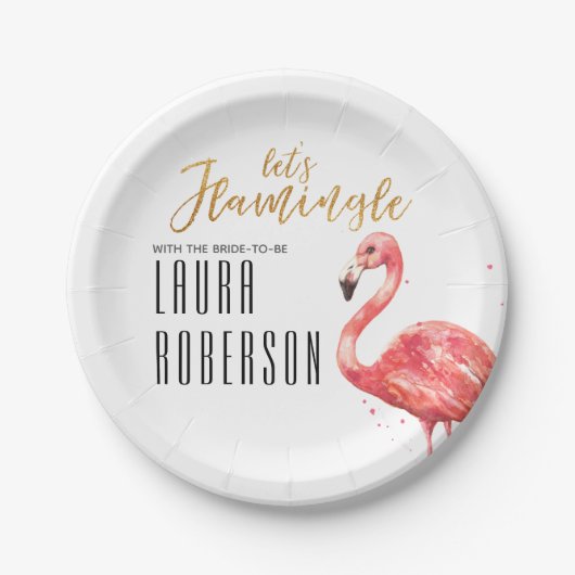 Assiettes En Carton Flamingle Gold Parties scintillant Fête des mariée (Devant)