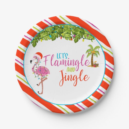 Assiettes En Carton Flamingle & Jingle Christmas Party Plaque papier - (Devant)