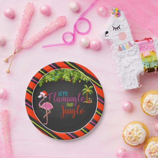 Assiettes En Carton Flamingle & Jingle Plaque papier de Noël - B (Fête)