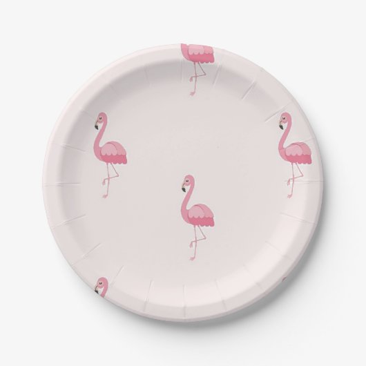 Assiettes En Carton Flamingo à pied rose pâle (Devant)
