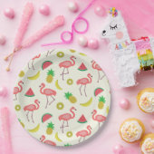 Assiettes En Carton Flamingo avec pastèque et ananas (Fête)