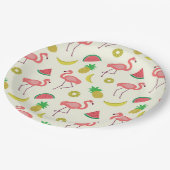 Assiettes En Carton Flamingo avec pastèque et ananas (Angle)