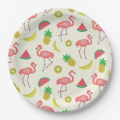 Assiettes En Carton Flamingo avec pastèque et ananas (Devant)
