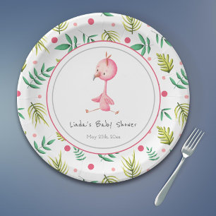 Assiettes En Carton Flamingo Party Personalized Cute Baby Shower
