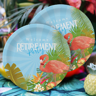 Assiettes En Carton Flamingo Retraite Bleu