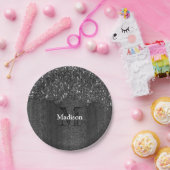 Assiettes En Carton Flamme blanc noir scintille bois rustique Monogram (Fête)