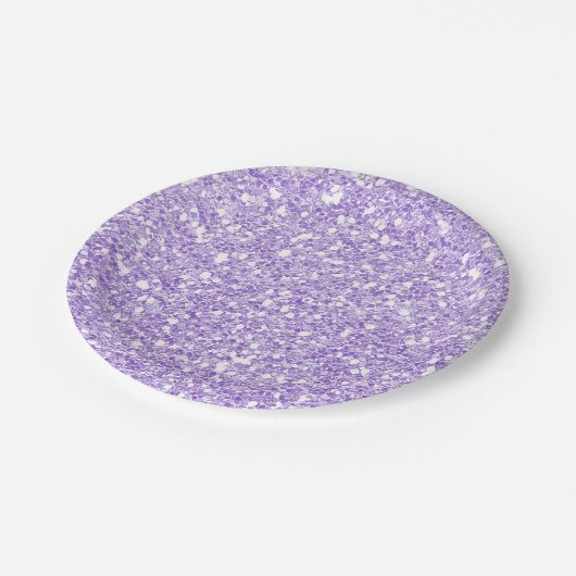 Assiettes En Carton Flamme de Parties scintillant brillante violet cla (Angle)