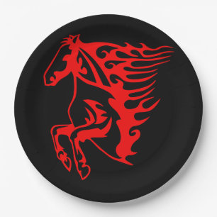Assiettes En Carton Flamme feu rouge Bronco Mustang Cheval sauvage