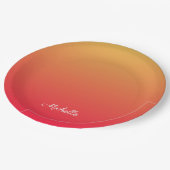 Assiettes En Carton Flamme personnalisée rouge et jaune ombre (Angle)