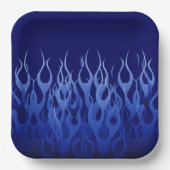 Assiettes En Carton Flammes de course cool Blue Automotive (Recto)