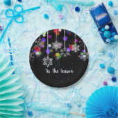 Assiettes En Carton Flammes de neige de Noël en noir (Fête)