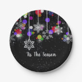 Assiettes En Carton Flammes de neige de Noël en noir (Devant)