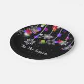 Assiettes En Carton Flammes de neige de Noël en noir (Angle)